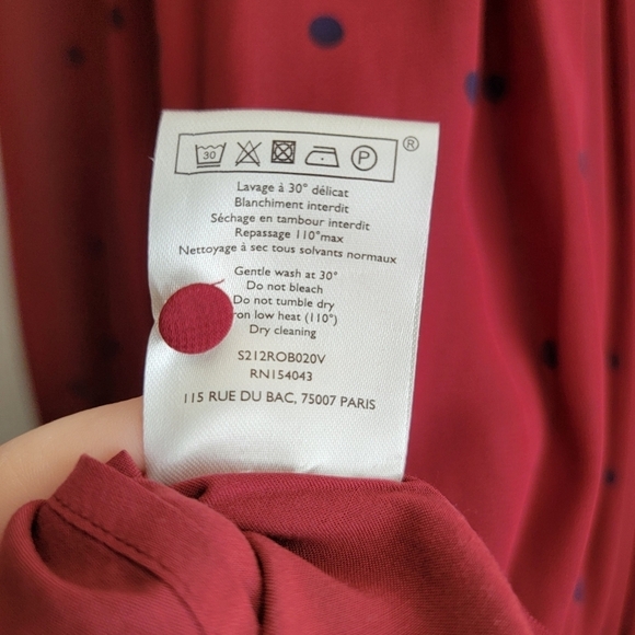 Sezane Eve Dress in Plum with Navy Dots size 34 - Picture 12 of 12